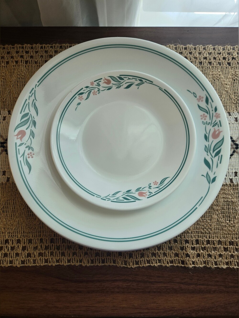 Vintage Corelle Rosemarie Dinner Plates, Set Of 8